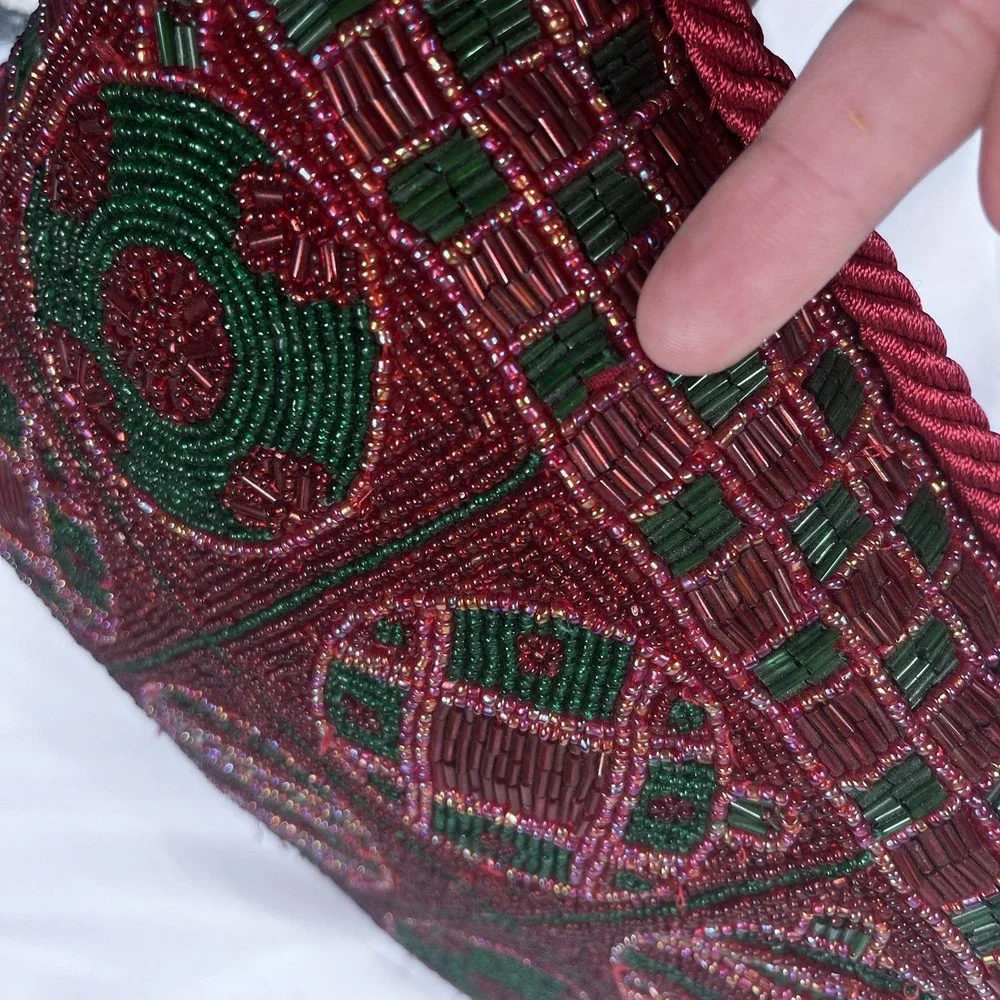 SUDHA PENNATHUR Neiman Marcus Christmas Ornament Ball RedGreen Decorative Pillow